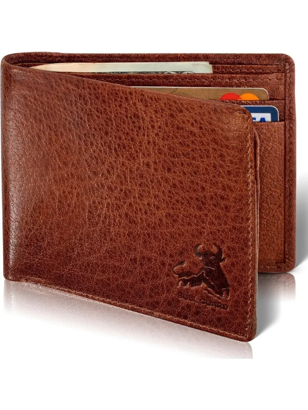 RFID Bifold Leather Wallet for Men, Flip-Up ID, Durable Billfold, Extra